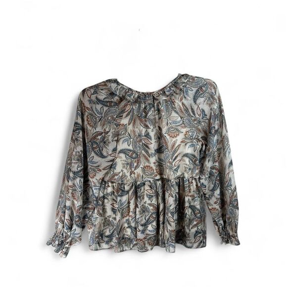 Blu Pepper Boho Peasant Blouse S Sheer Paisley Tiered Long Sleeve Cottagecore - Picture 2 of 14